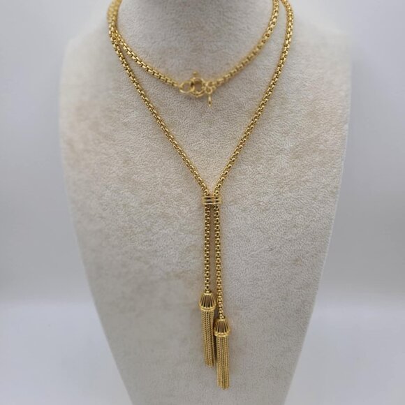 J Crew Gold Tone Double Tassel Necklace NWOT! - Picture 1 of 8